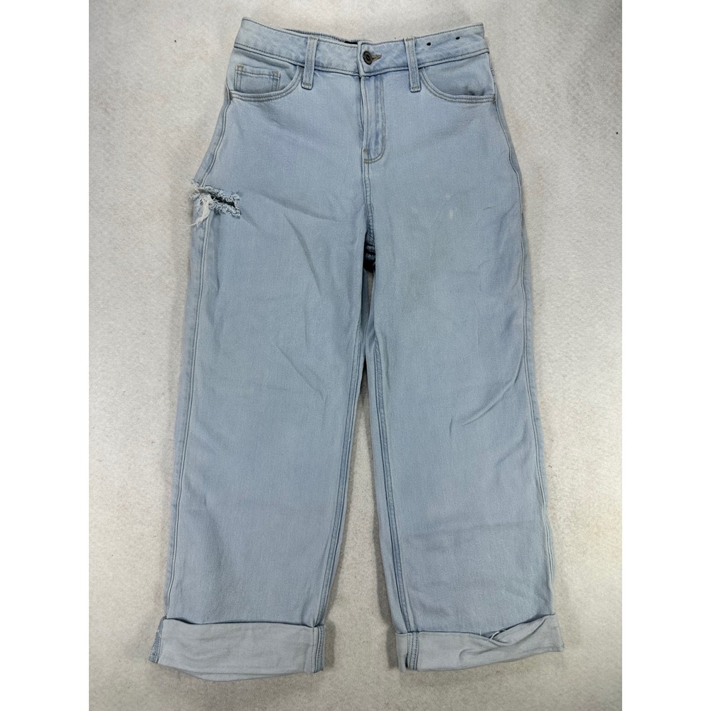 Hollister High-Rise Baggy Jeans Light Wash Distressed Vintage Stretch 3S W26 L29